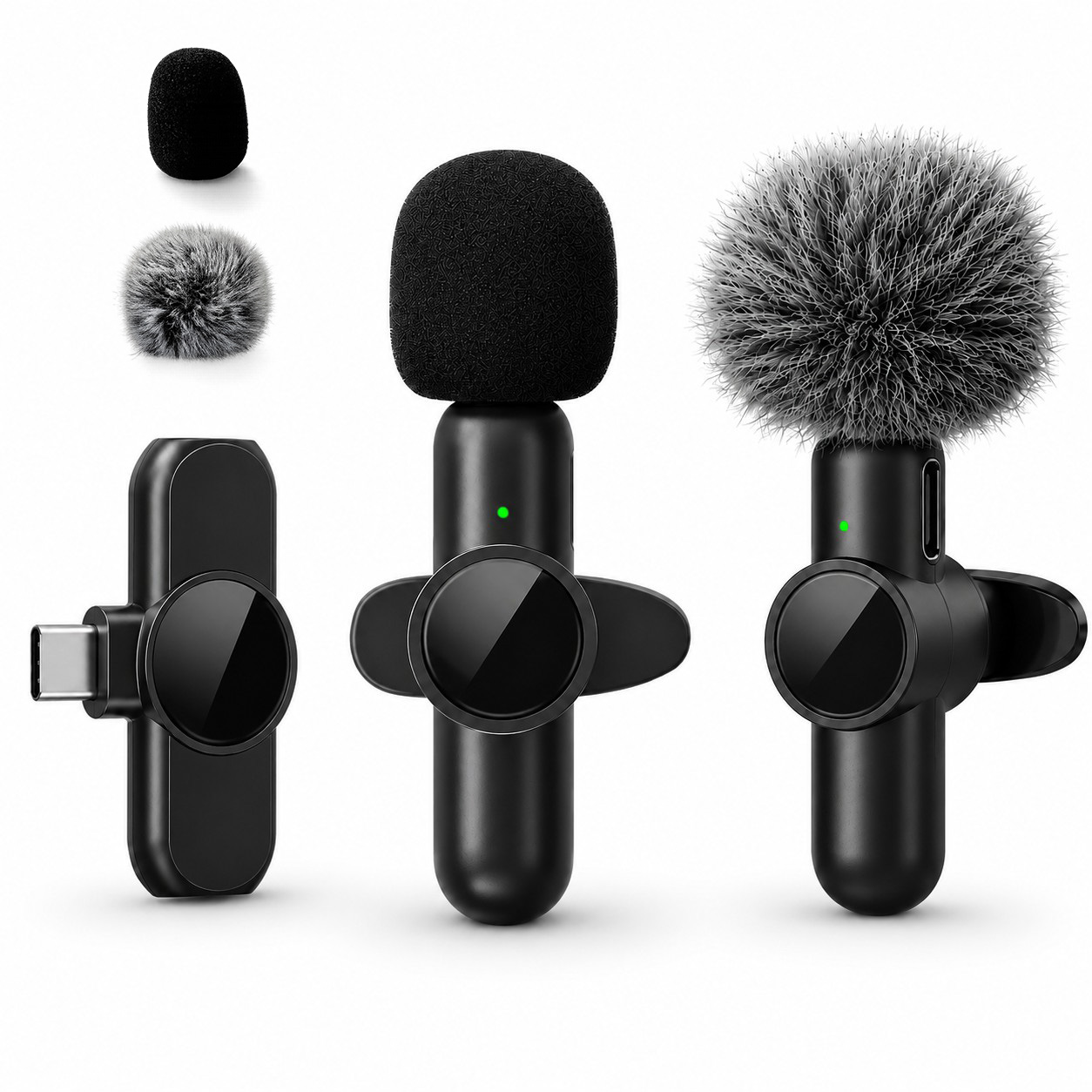 Condenser Microphone Kit - ไมโครโฟนไร้สายแบบหนีบปกเสื้อ, ตัดเสียงรบกวน, เหมาะสำหรับวิดีโอบล็อก, การสัมภาษณ์, และการถ่ายทอดสด, ใช้งานร่วมกับอุปกรณ์