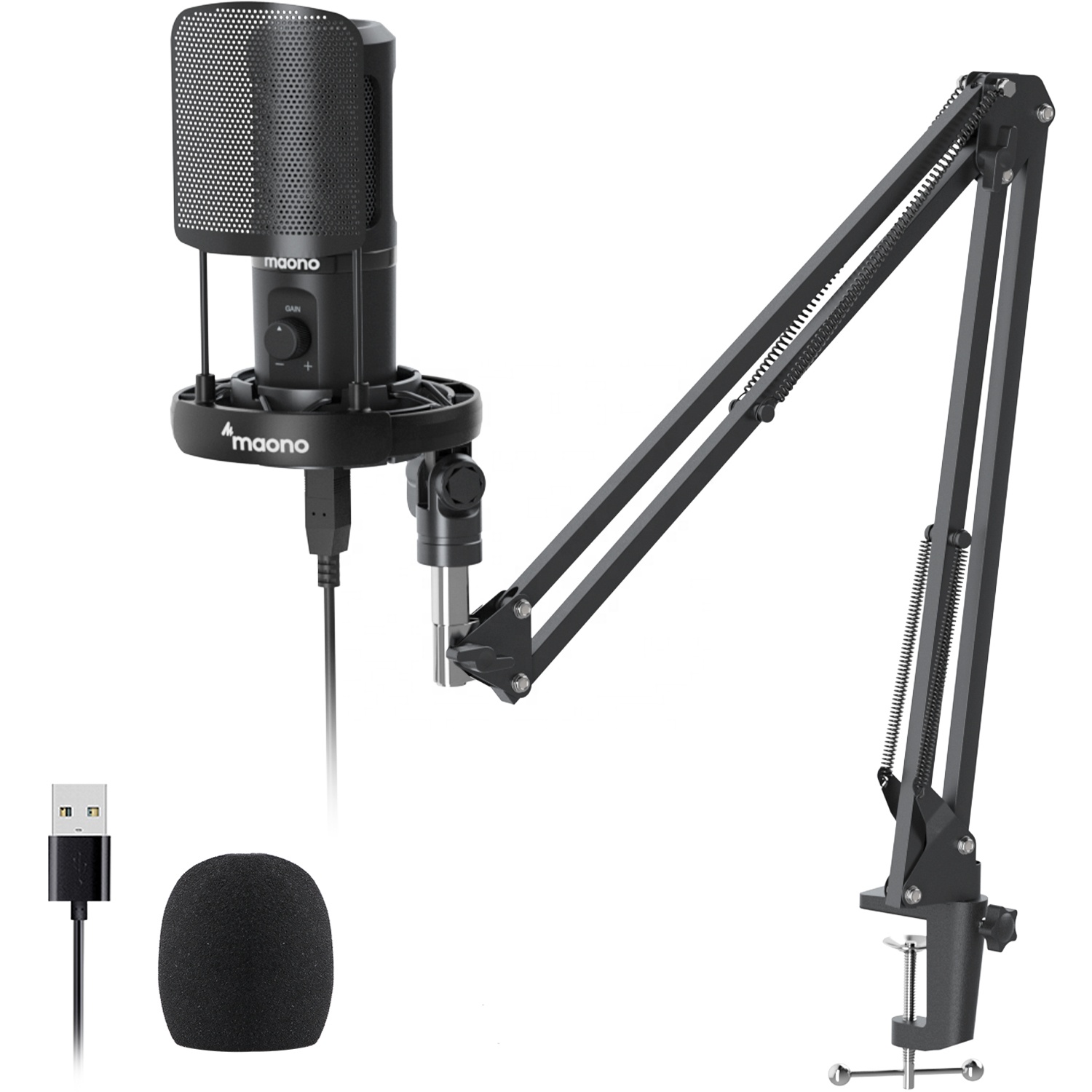 Condenser Microphone Kit - ชุดไมโครโฟนระดับมืออาชีพ MAONO สำหรับการถ่ายทอดสด ไมโครโฟนคอนเดนเซอร์สำหรับบันทึกเสียง ชุดไมโครโฟน USB