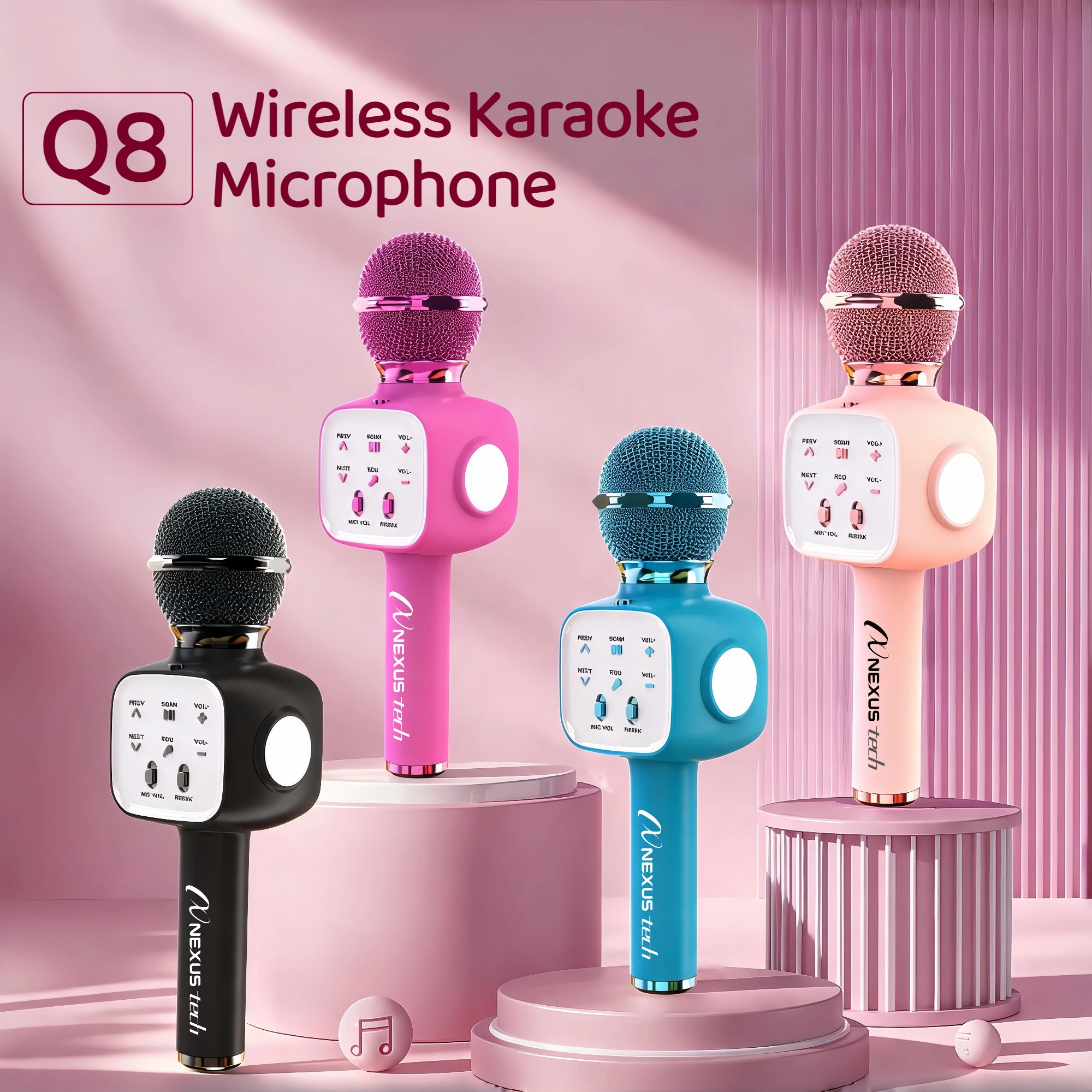Condenser Microphone Kit - ไมโครโฟนคาราโอเกะไร้สาย Bluetooth 5.2 ลำโพงพกพา เครื่องเปลี่ยนเสียง ไฟ
