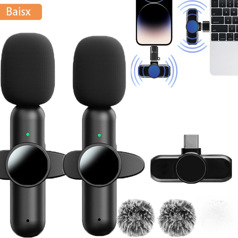 Condenser Microphone Kit - ไมโครโฟนไร้สายแบบหนีบเสื้อสำหรับ iPhone iPad ไมค์ไร้สายสำหรับการบันทึก เสียงสด ยูทูป