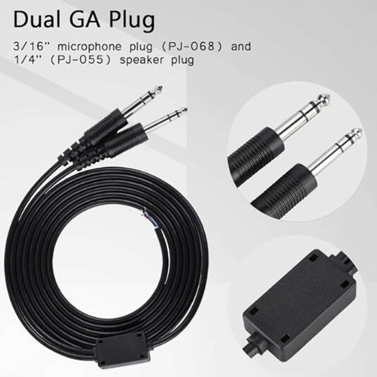 Diy Headphone - สายเคเบิลเปลี่ยนหูฟังสำหรับนักบิน David Clark AVCOMM แบบปลั๊กคู่ GA