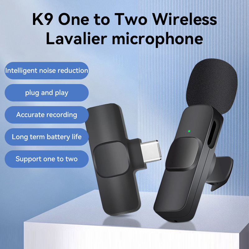 Condenser Microphone Kit - ไมโครโฟนไร้สายขนาดเล็ก ลดเสียงรบกวน ไมโครโฟนแบบหนีบปกเสื้อ สำหรับ iPhone Android
