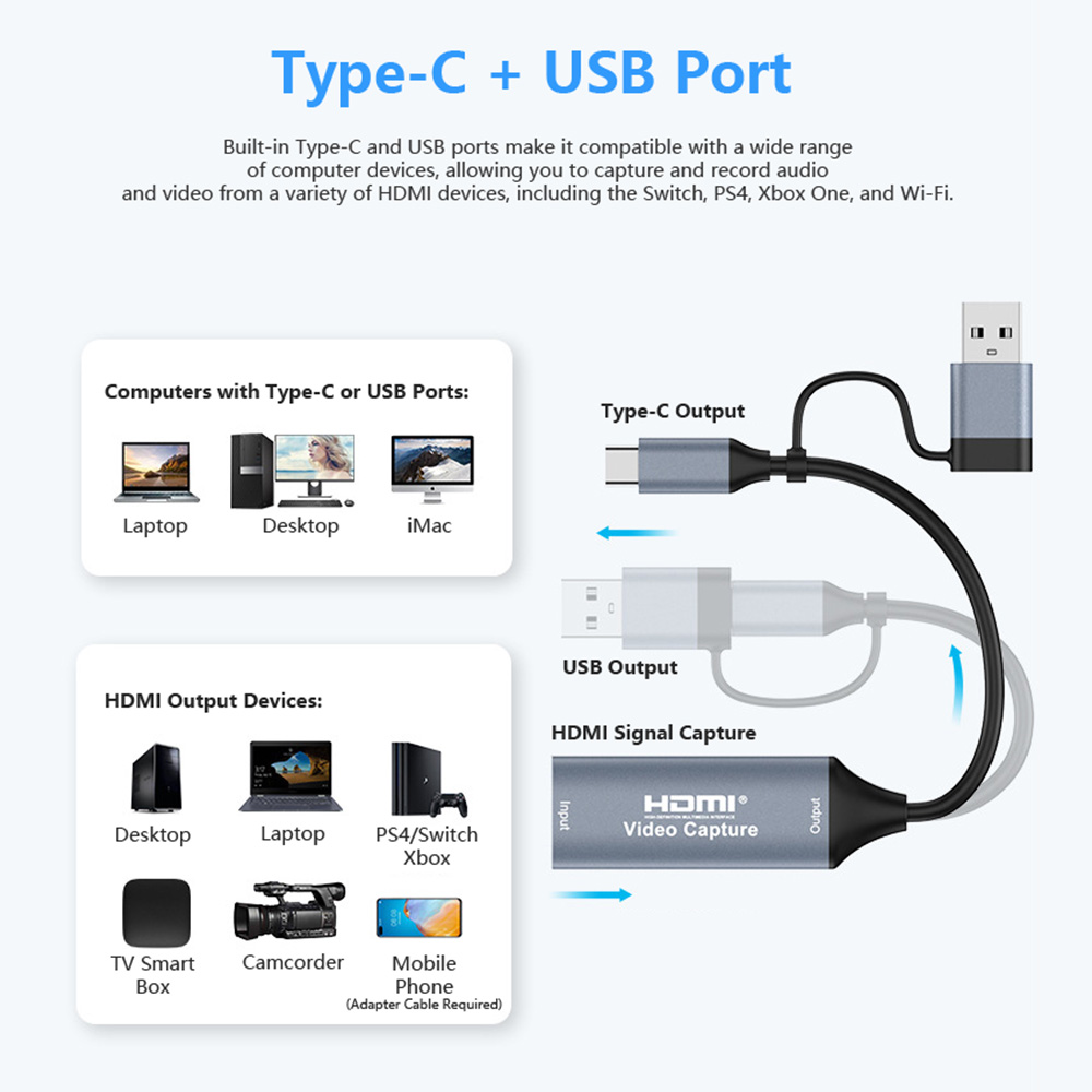 การ์ดบันทึกวิดีโอ 4K 2 in 1 US - Usb Sound Card บทวิจารณ์และราคา